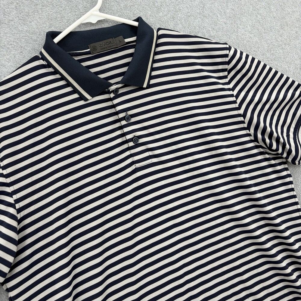 G/Fore G4 Golf Shirt Twilight Navy Blue Striped Men's Large